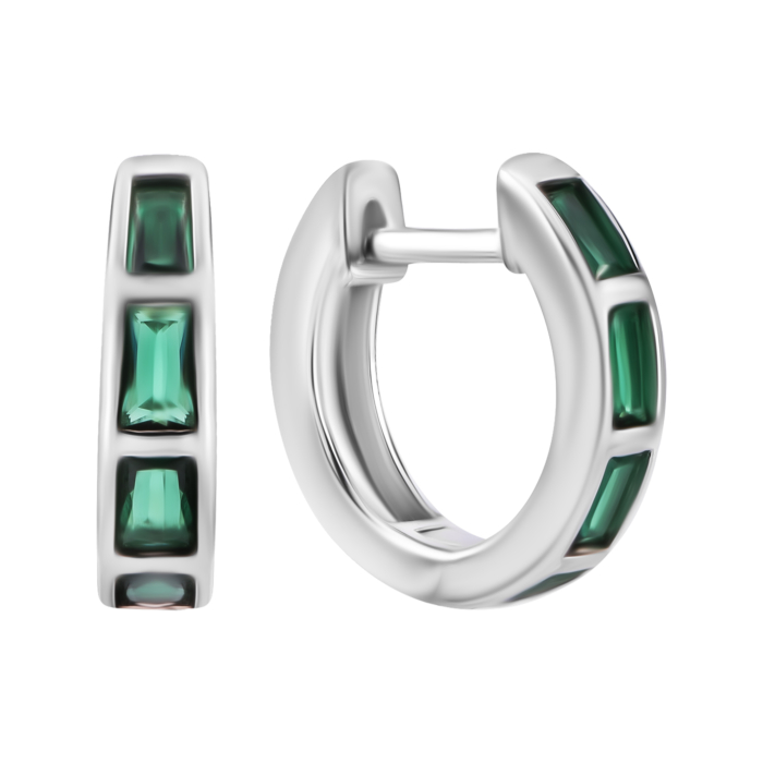 Срібні сережки-конго з фіанітами. Артикул UG5SZDE13773