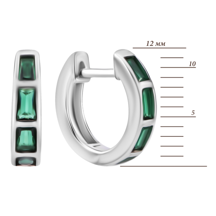 Срібні сережки-конго з фіанітами. Артикул UG5SZDE13773