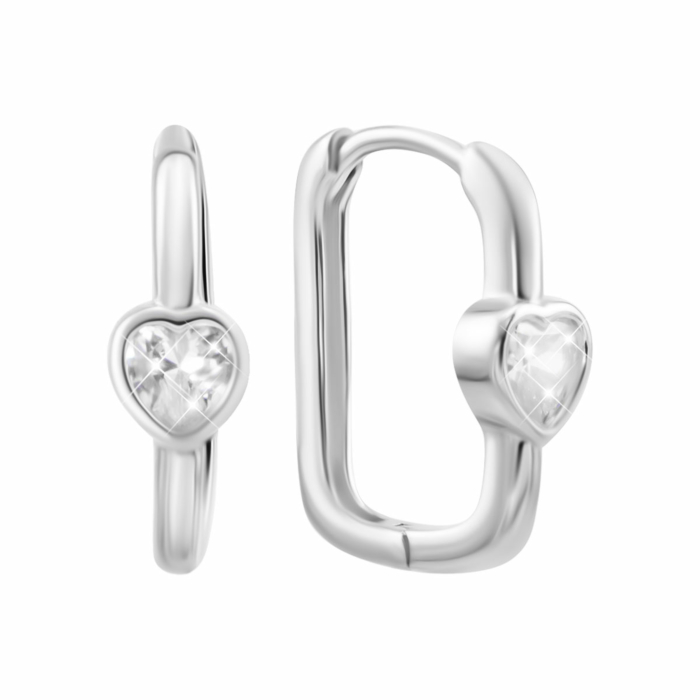 Срібні сережки-конго з фіанітами. Артикул UG5SZDE13838