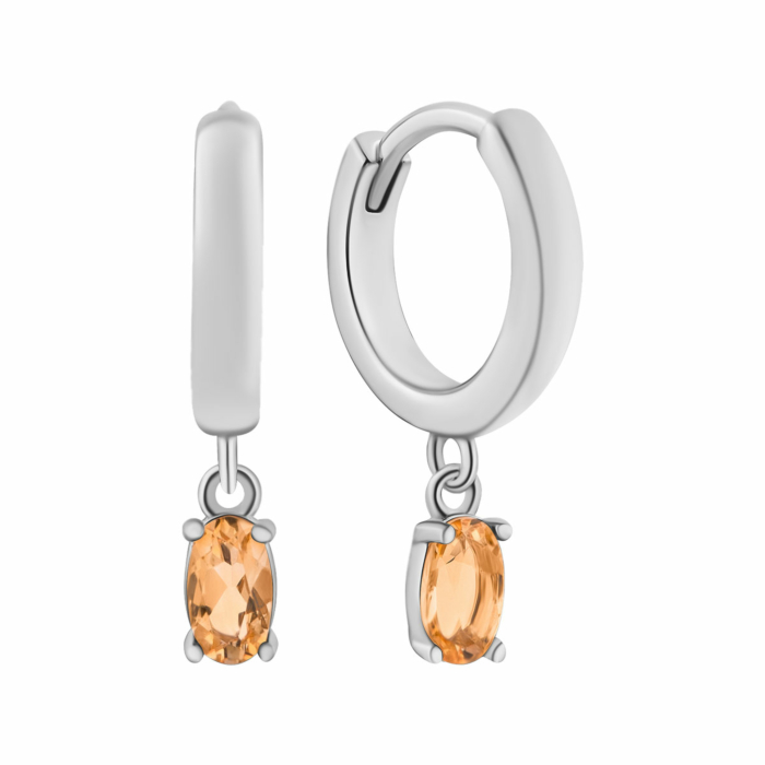 Серебряные серьги-конго с цитрином. Артикул UG5SZDE15884 цит