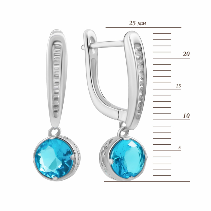 Срібні сережки-підвіски з фіанітами. Артикул UG5SZDE16154