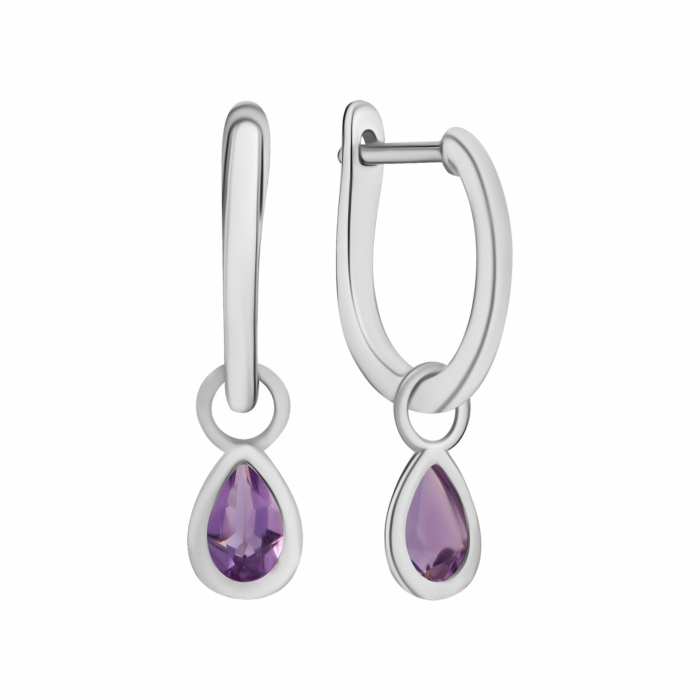 Срібні сережки-підвіски з аметистом. Артикул UG5SZDE16196 ам