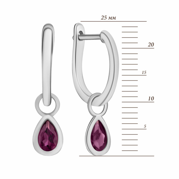Срібні сережки-підвіски з рожевим кварцом. Артикул UG5SZDE16196 кв.р.