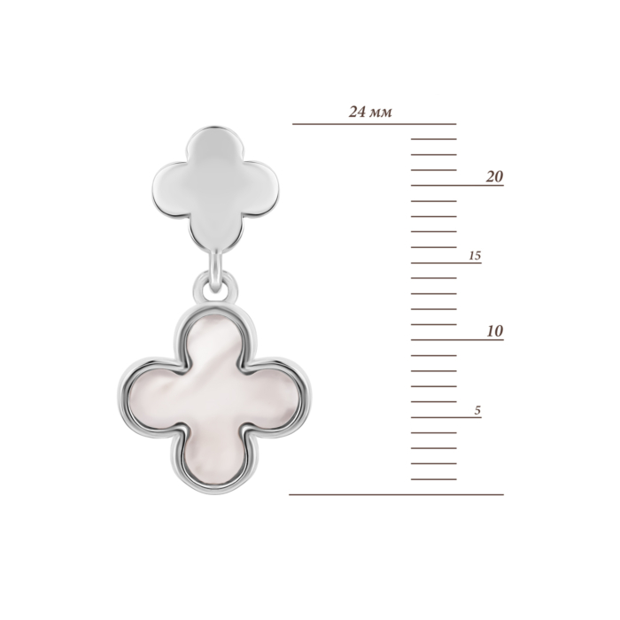 Срібні сережки-підвіски з перламутром. Артикул UG5SZDE16436 с