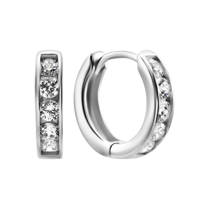 Срібні сережки-конго з фіанітами. Артикул UG5SZDE16505