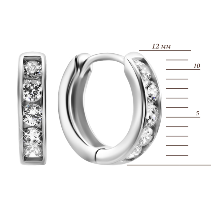 Срібні сережки-конго з фіанітами. Артикул UG5SZDE16505