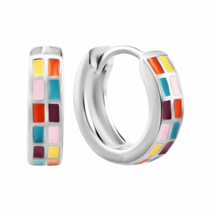 Срібні сережки-конго з емаллю. Артикул UG5SZDE16575