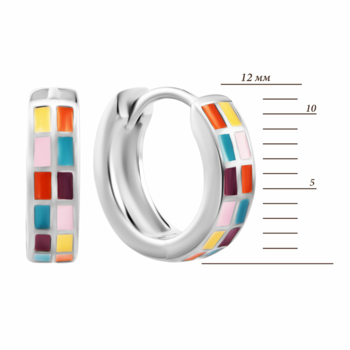 Срібні сережки-конго з емаллю. Артикул UG5SZDE16575