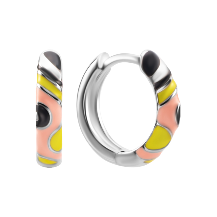 Срібні сережки-конго з емаллю. Артикул UG5SZDE16579