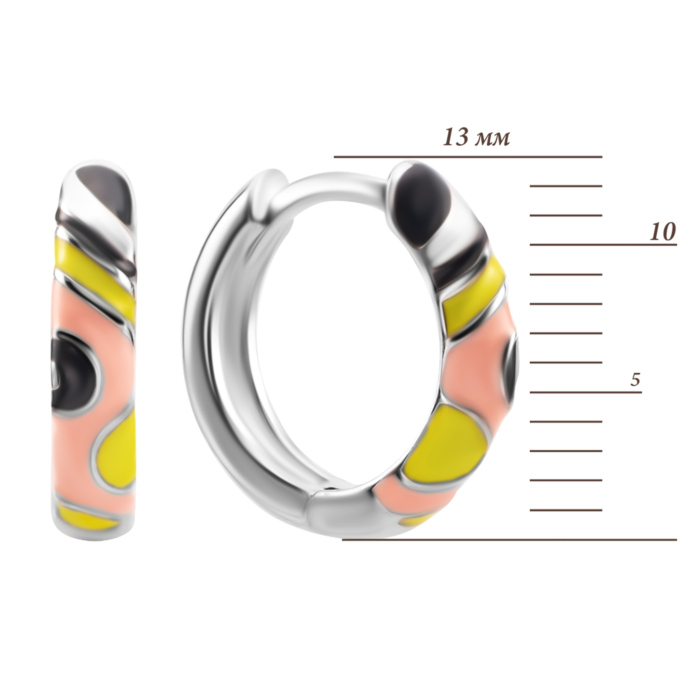 Срібні сережки-конго з емаллю. Артикул UG5SZDE16579