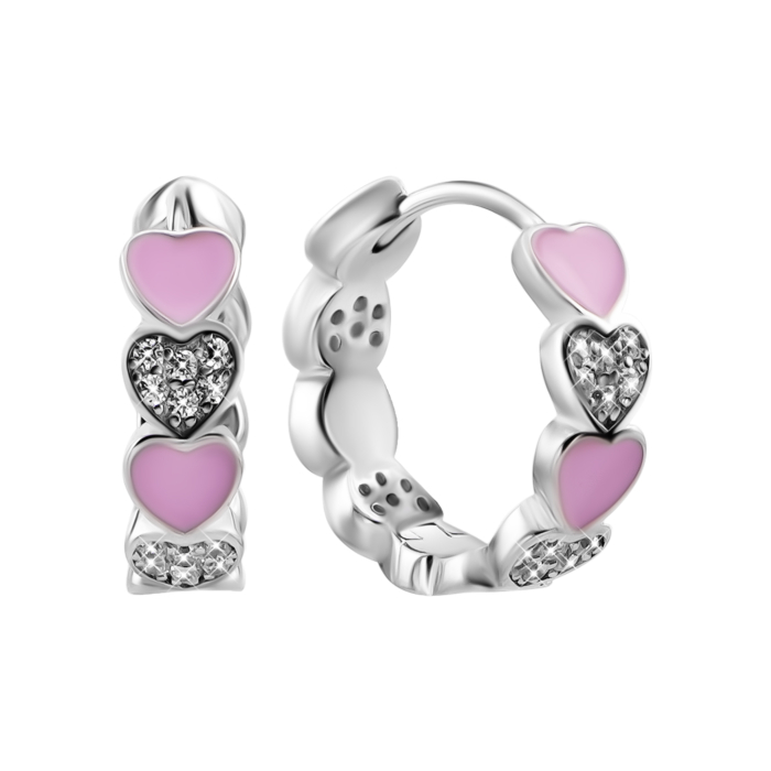 Срібні сережки-конго з емаллю та фіанітами. Артикул UG5SZDE16602