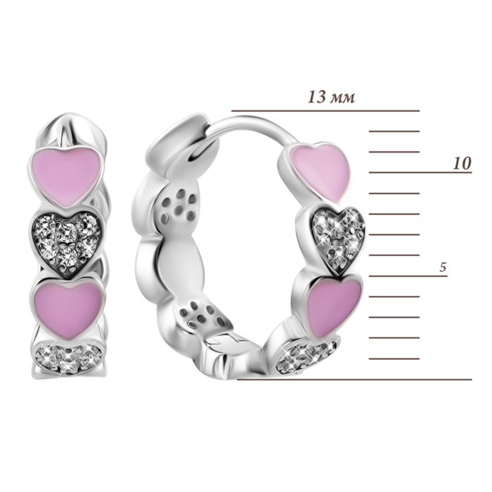 Срібні сережки-конго з емаллю та фіанітами. Артикул UG5SZDE16602