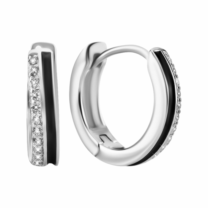 Срібні сережки-конго з емаллю та фіанітами. Артикул UG5SZDE16614