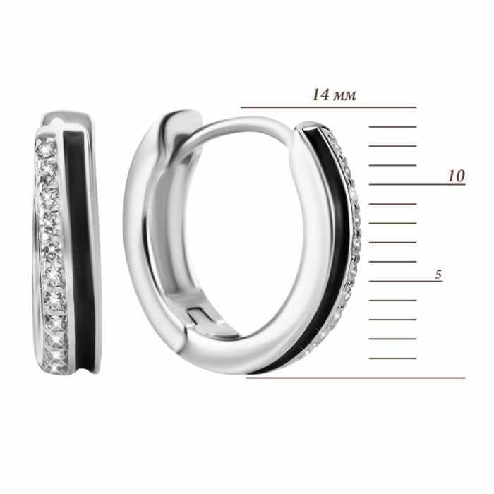 Срібні сережки-конго з емаллю та фіанітами. Артикул UG5SZDE16614