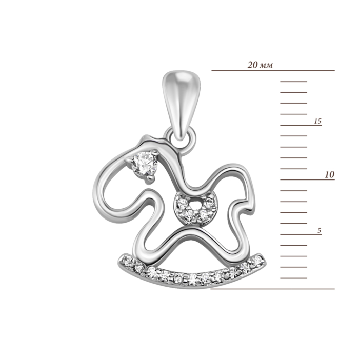 Срібна підвіска Коник-гойдалка з фіанітами. Артикул UG5SZDP03621