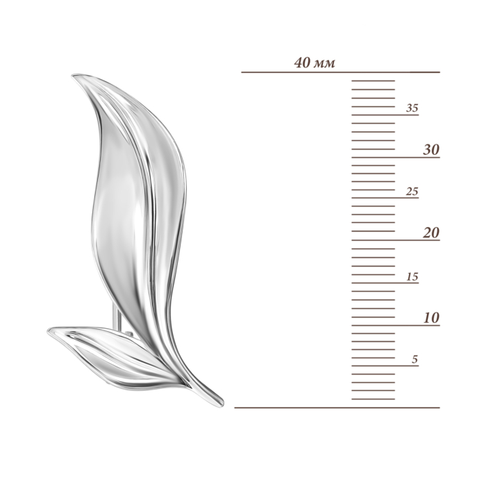 Срібна брошка-булавка Листя. Артикул UG5SZDX00332