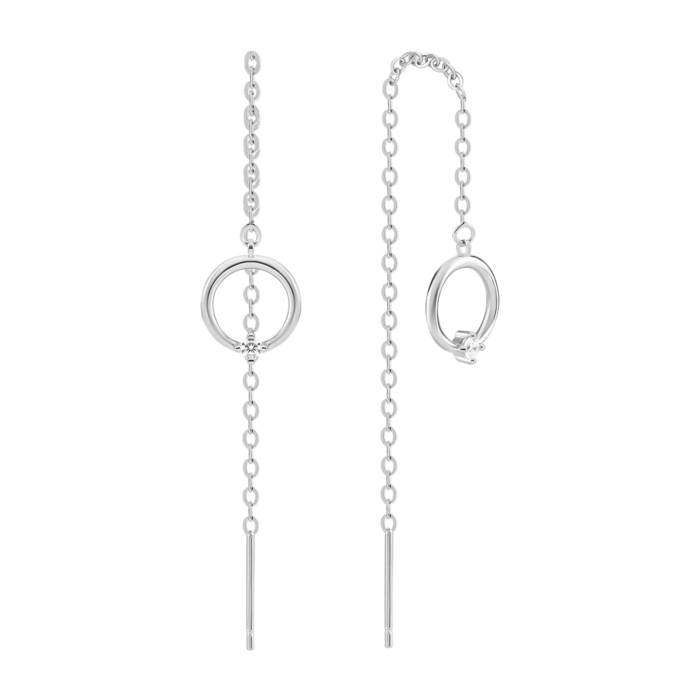 Серебряные серьги-протяжки c фианитами. Артикул UG5SZE244