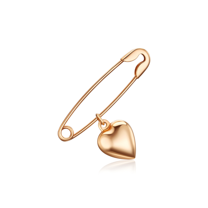 Золота брошка-булавка з підвіскою в формі серця 04025/0