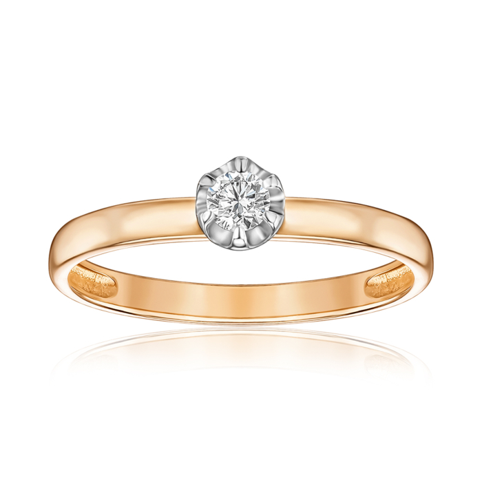 Золота каблучка з діамантом. Артикул 53642-3.0/14/1/8010
