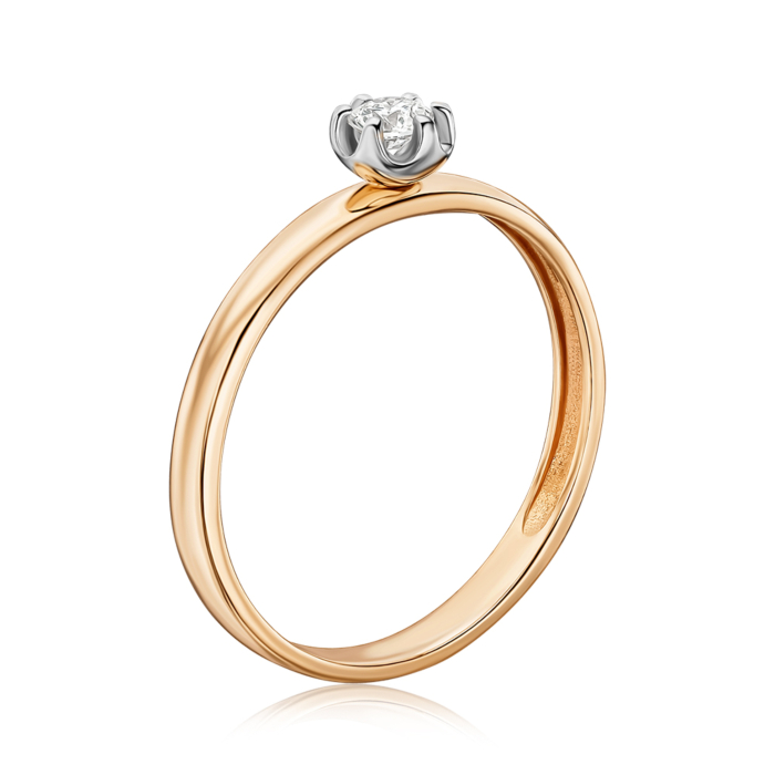 Золота каблучка з діамантом. Артикул 53642-3.0/14/1/8010