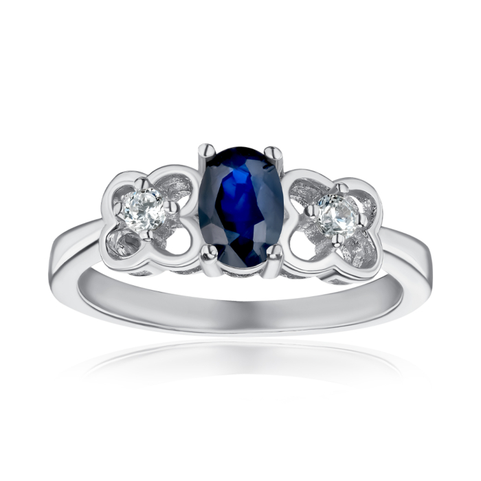 Серебряное кольцо с сапфиром. Артикул Тд0009-R/12/8378
