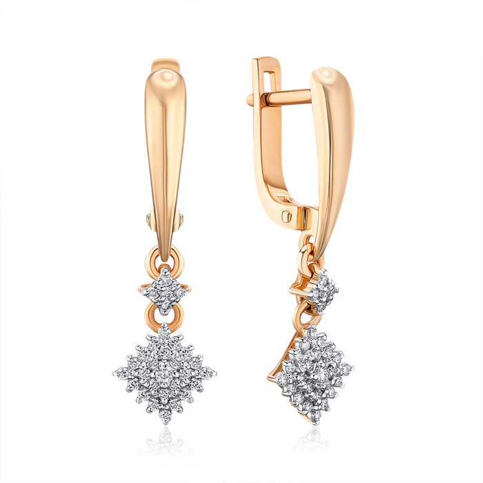 Золоті сережки з діамантами. Артикул 520100/01/1/10455