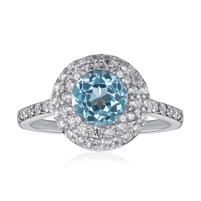 Срібна каблучка з топазом та фіанітами Тд0012-R/12/5388