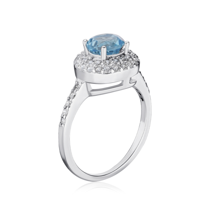 Срібна каблучка з топазом та фіанітами Тд0012-R/12/5388