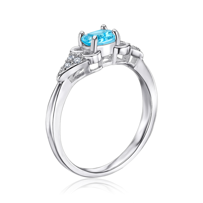 Серебряное кольцо с топазом и фианитами. Артикул Тд0014/топsw-R