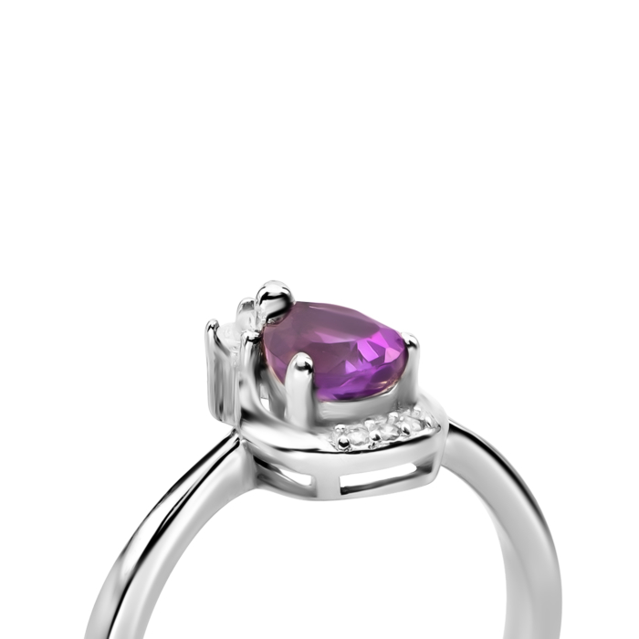 Серебряное кольцо с аметистом и фианитами. Артикул UG5Тд0017/ам-R