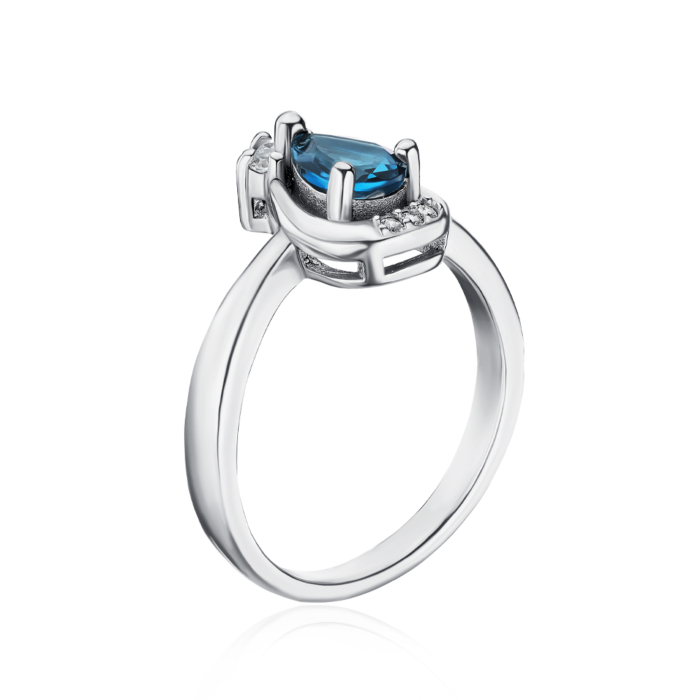 Серебряное кольцо с топазом London и фианитами. Артикул Тд0017/топld-R