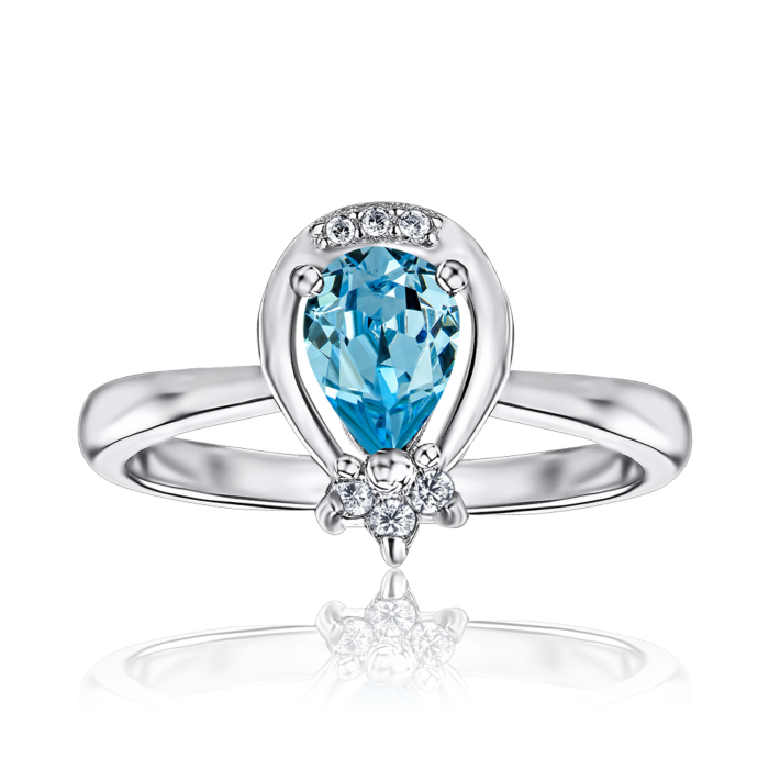 Серебряное кольцо с топазом и фианитами. Артикул Тд0017/топsw-R