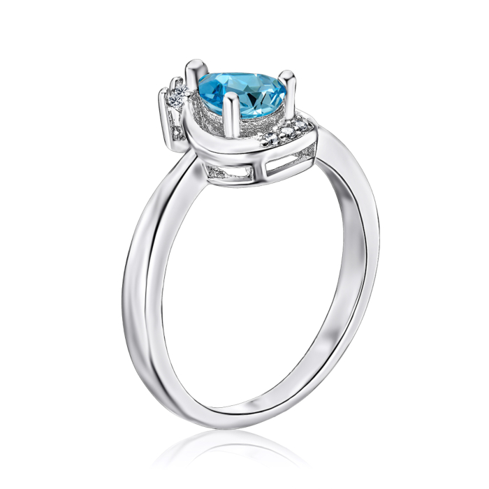Серебряное кольцо с топазом и фианитами. Артикул Тд0017/топsw-R