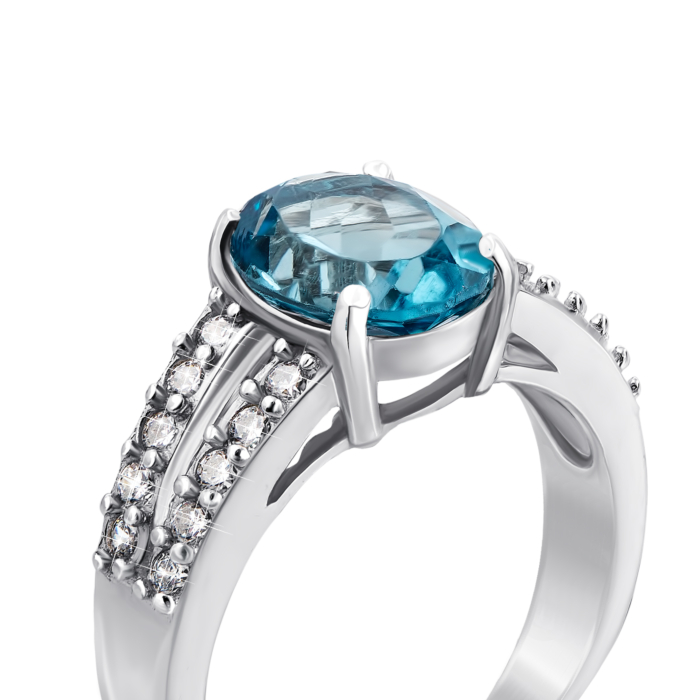 Серебряное кольцо с топазом и фианитами. Артикул Тд0002/топsw-R