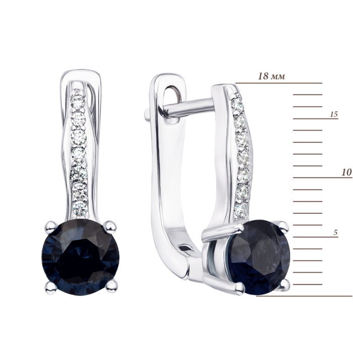 Срібні сережки з сапфіром і фіанітами. Артикул Тд0033-E/12/8376