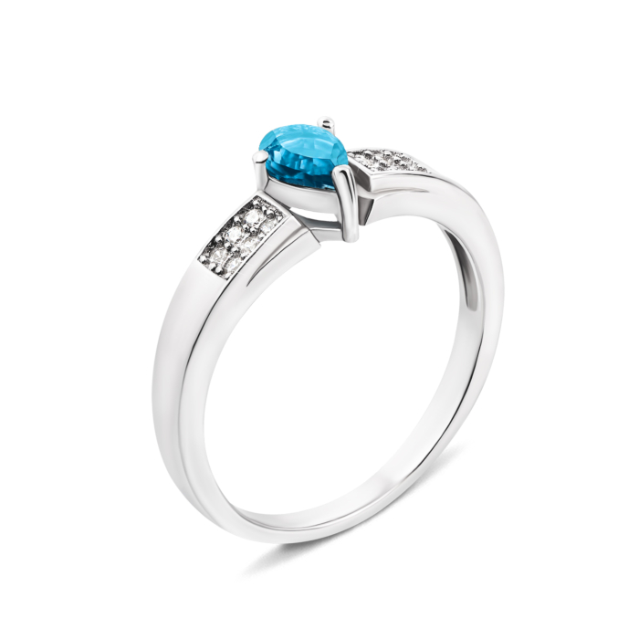 Срібна каблучка з топазом і фіанітами. Артикул Тд0034-R/12/5000