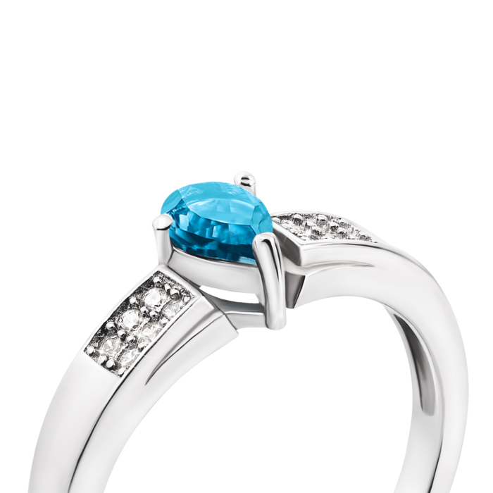Срібна каблучка з топазом і фіанітами. Артикул Тд0034-R/12/5000