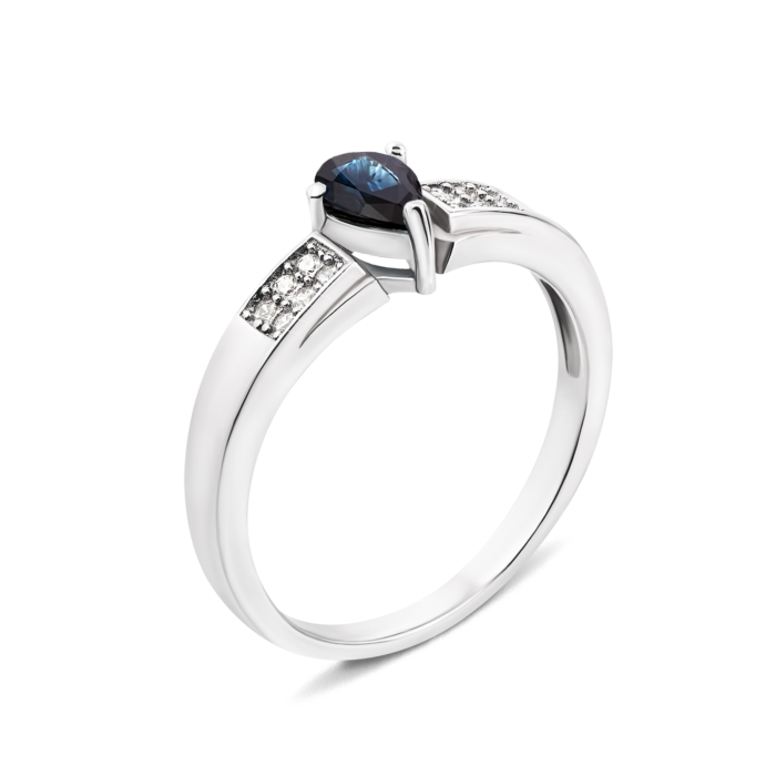 Серебряное кольцо с сапфиром и фианитами. Артикул Тд0034-R/12/8386