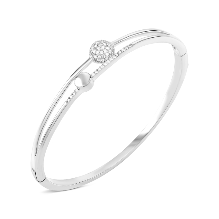 Срібний жорсткий браслет з фіанітами. Артикул UG5PE01000
