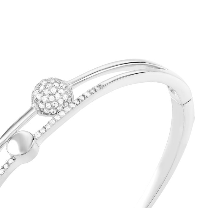 Срібний жорсткий браслет з фіанітами. Артикул UG5PE01000