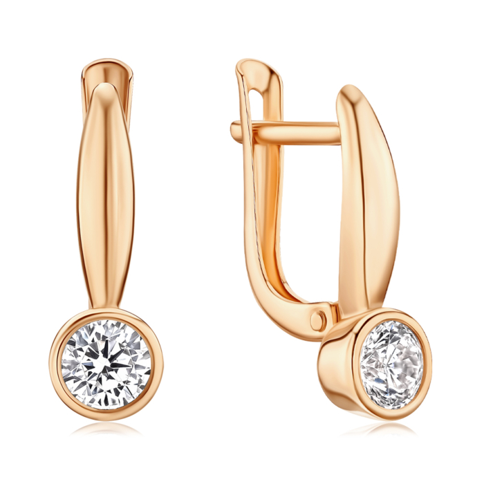 Золоті сережки з фіанітом Tesori. Артикул 22010/01/0/4028