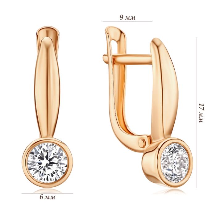 Золоті сережки з фіанітом Tesori. Артикул 22010/01/0/4028