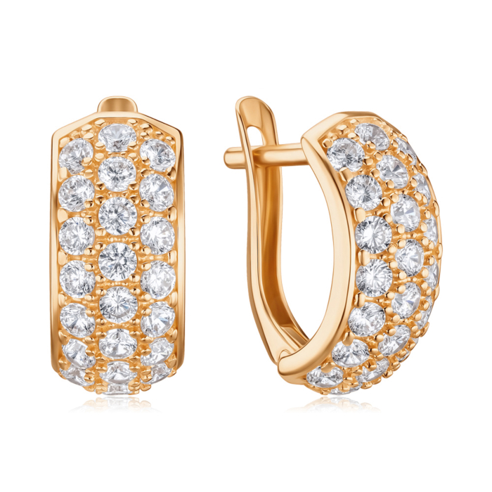 Золотые серьги с фианитами. Артикул 21110 к