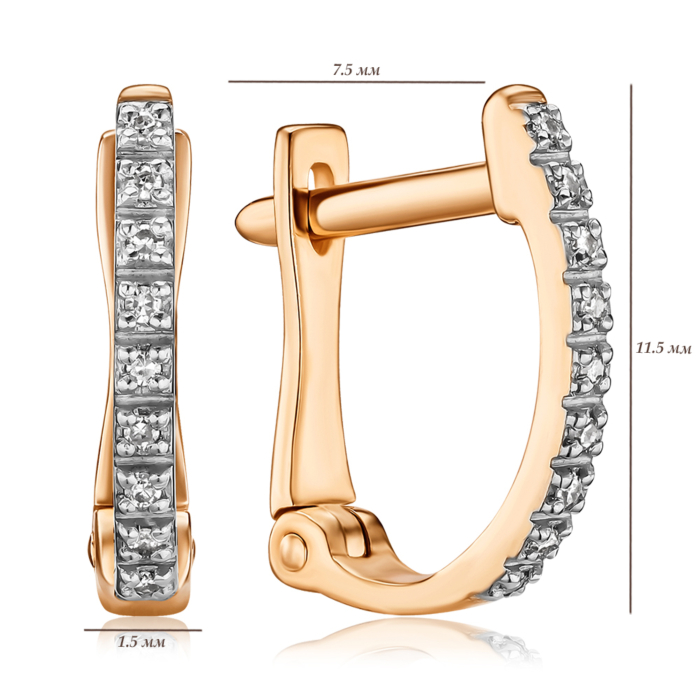 Золоті сережки з діамантами. Артикул 53720/01/1/8007