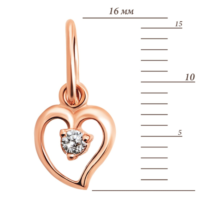 Золотая подвеска Сердце с фианитом. Артикул UG5П0318