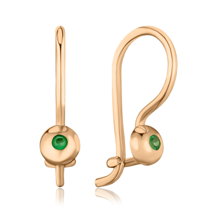 Золотые серьги с зеленым фианитом С0335з