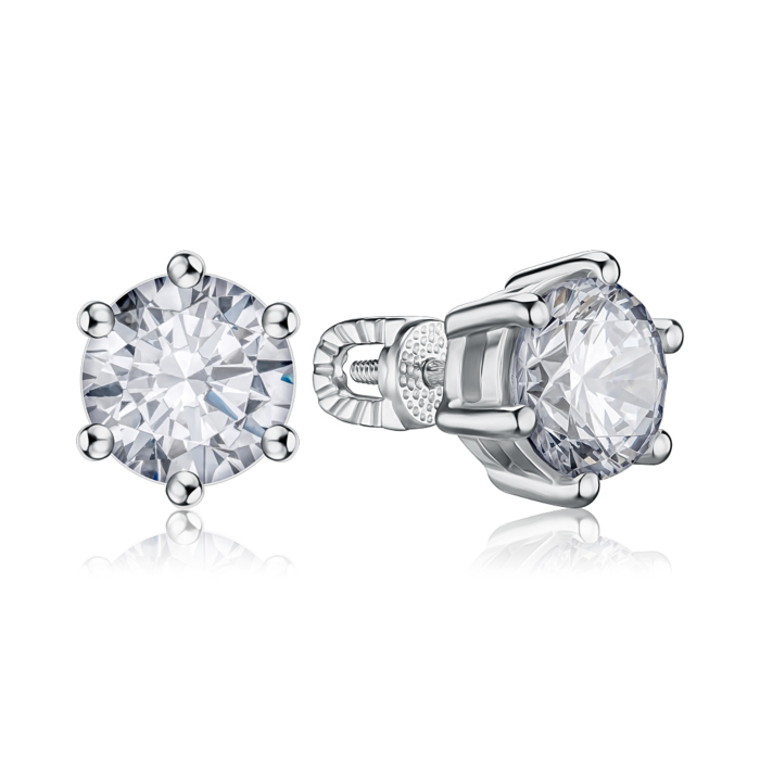 Срібні сережки-пусети з фіанітом с40040