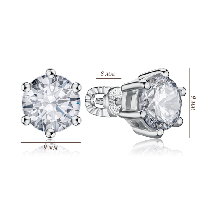 Срібні сережки-пусети з фіанітом с40040