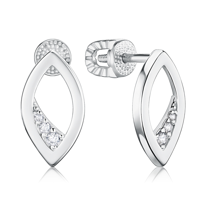 Срібні сережки з фіанітами. Артикул 41340/12/1/75