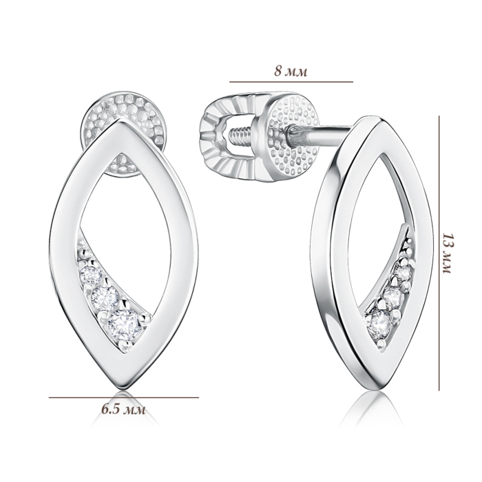 Срібні сережки з фіанітами. Артикул 41340/12/1/75